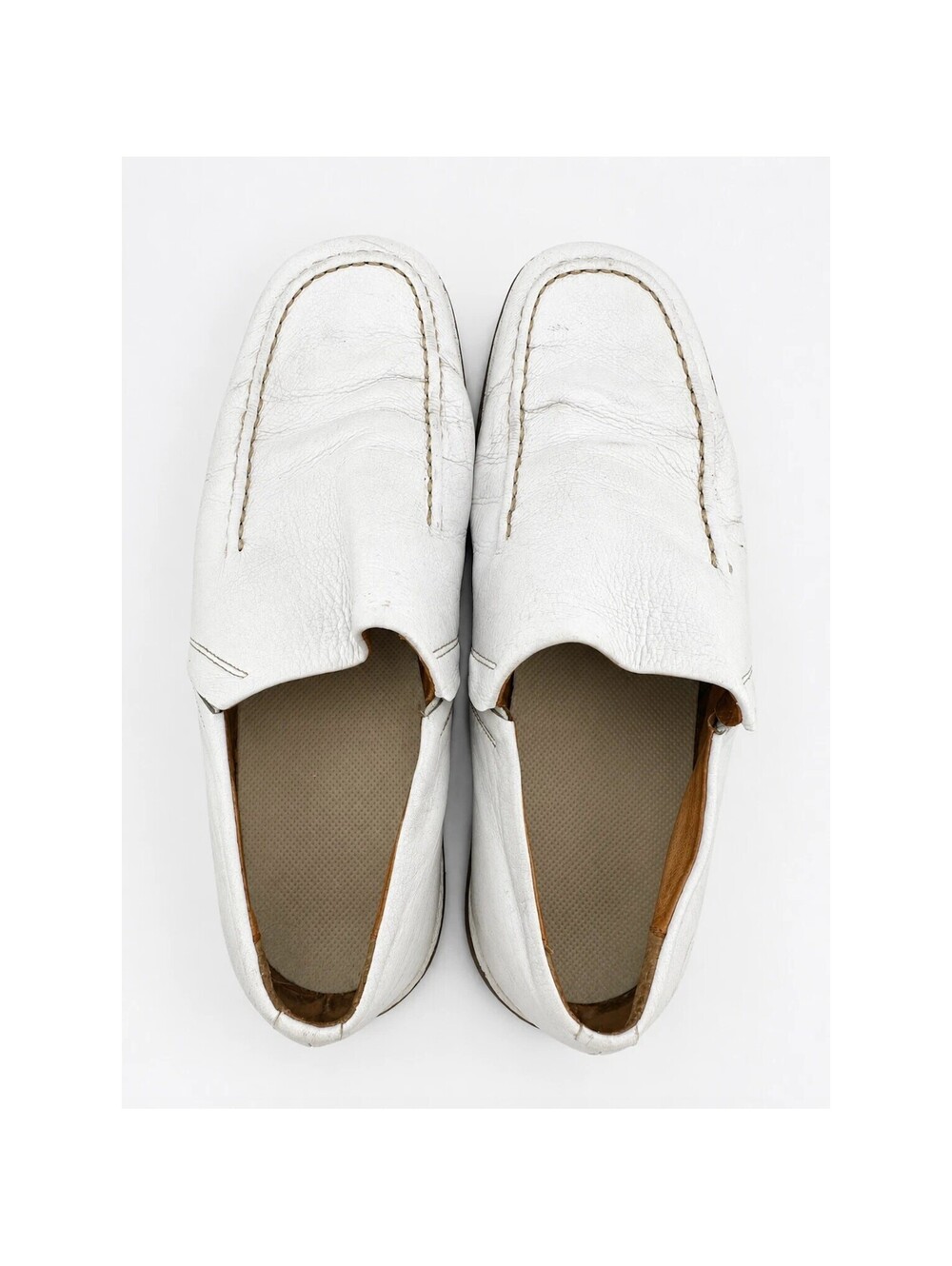 Hush Puppies White Leather Slip-On Loafers Men's Size 8.5
